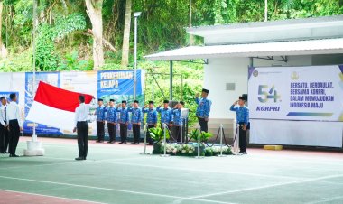 Peringati Hari KORPRI ke-54, Pegawai Lapas Gladakan Ikuti Upacara Bersama UPT se-Nusakambangan dan Cilacap